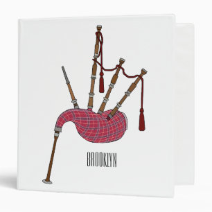 Bagpipes cartoon illustration 3 ring binder