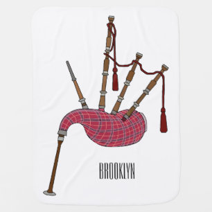 Bagpipes cartoon illustration baby blanket
