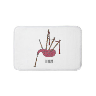 Bagpipes cartoon illustration  bath mat