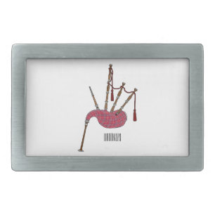 Bagpipes cartoon illustration belt buckle