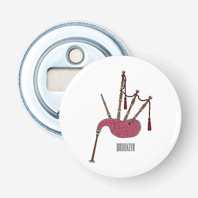 Bagpipes cartoon illustration  bottle opener (Front)