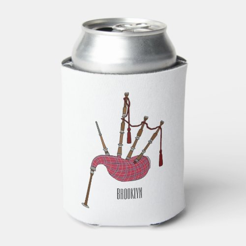 Bagpipes cartoon illustration  can cooler