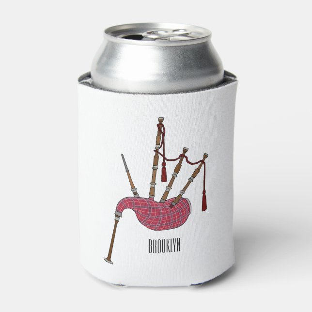 Bagpipes cartoon illustration  can cooler (Can Front)