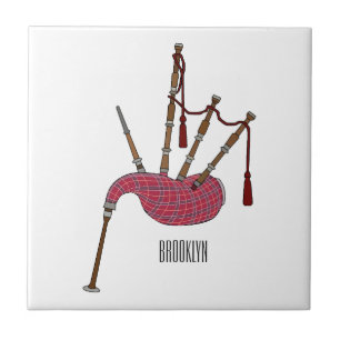 Bagpipes cartoon illustration ceramic tile