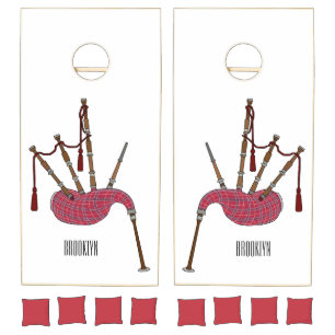 Bagpipes cartoon illustration cornhole set