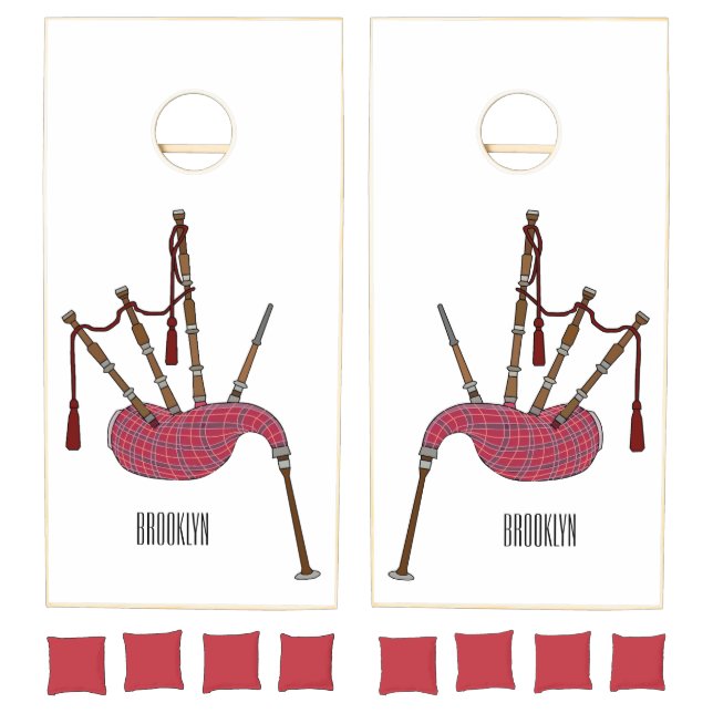Bagpipes cartoon illustration  cornhole set (Set)