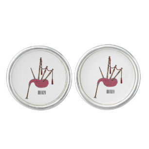 Bagpipes cartoon illustration cufflinks