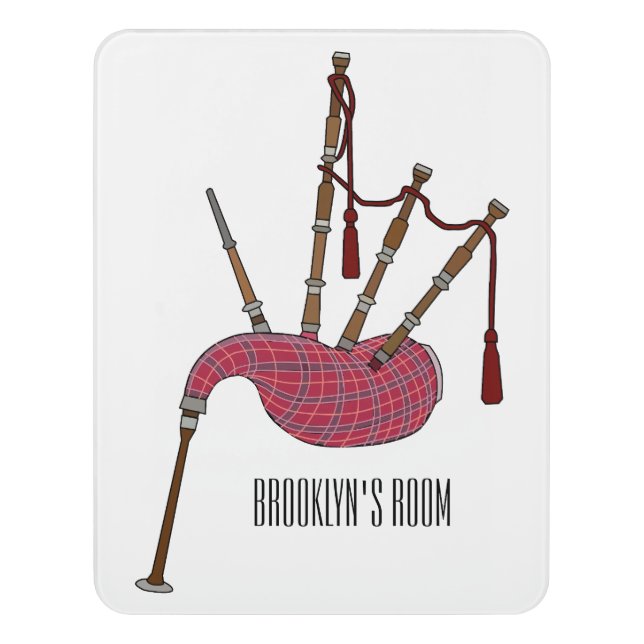 Bagpipes cartoon illustration  door sign (Contemporary Vert)