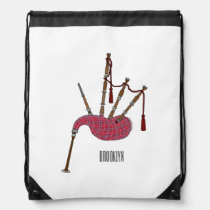 Bagpipes cartoon illustration  drawstring bag