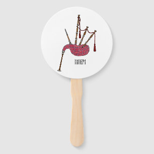 Bagpipes cartoon illustration  hand fan