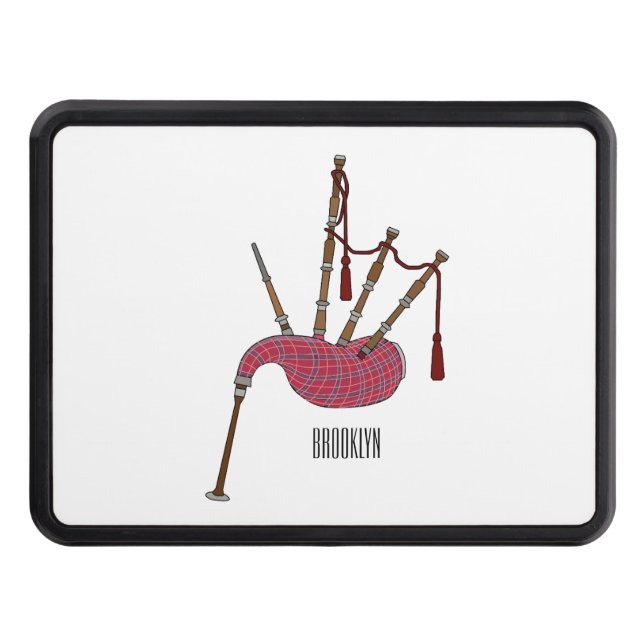 Bagpipes cartoon illustration  hitch cover (Front)