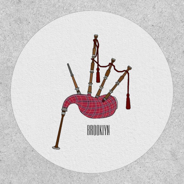 Bagpipes cartoon illustration  patch (Front)