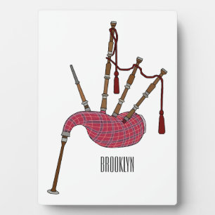 Bagpipes cartoon illustration plaque