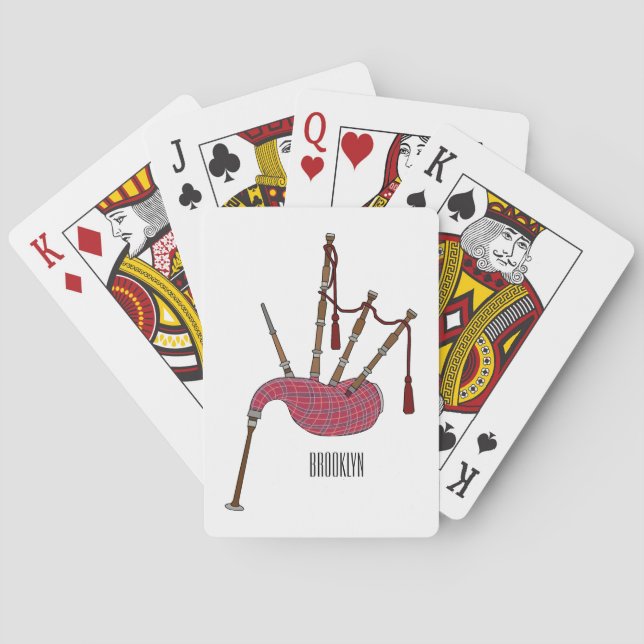 Bagpipes cartoon illustration  poker cards (Back)