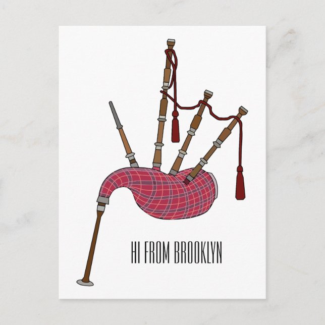 Bagpipes cartoon illustration  postcard (Front)