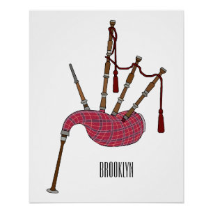 Bagpipes cartoon illustration  poster