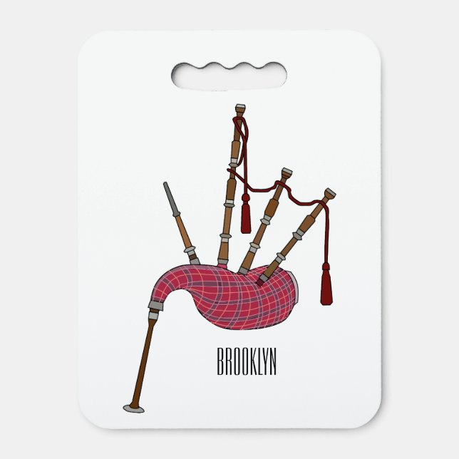 Bagpipes cartoon illustration  seat cushion (Front Vertical)