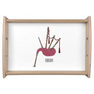 Bagpipes cartoon illustration serving tray