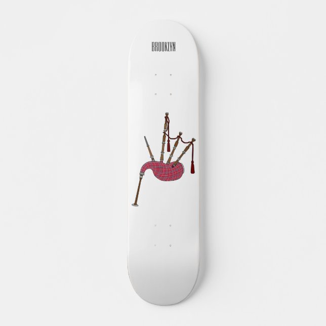Bagpipes cartoon illustration  skateboard (Front)