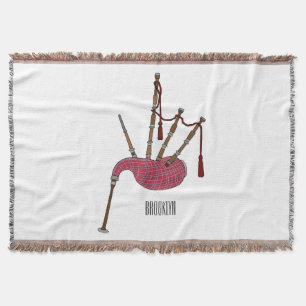 Bagpipes cartoon illustration throw blanket