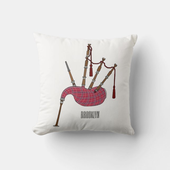 Bagpipes cartoon illustration  throw pillow (Front)