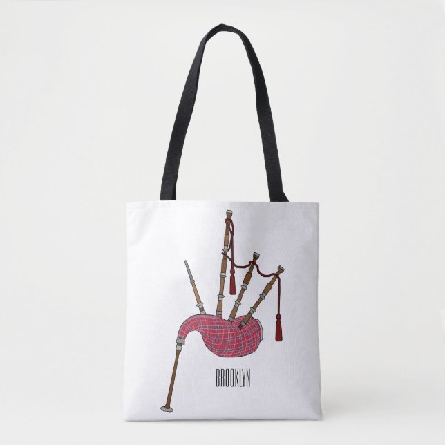 Bagpipes cartoon illustration  tote bag (Front)