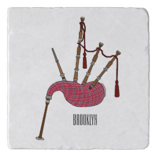 Bagpipes cartoon illustration  trivet