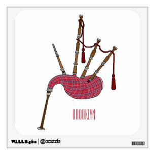 Bagpipes cartoon illustration wall decal