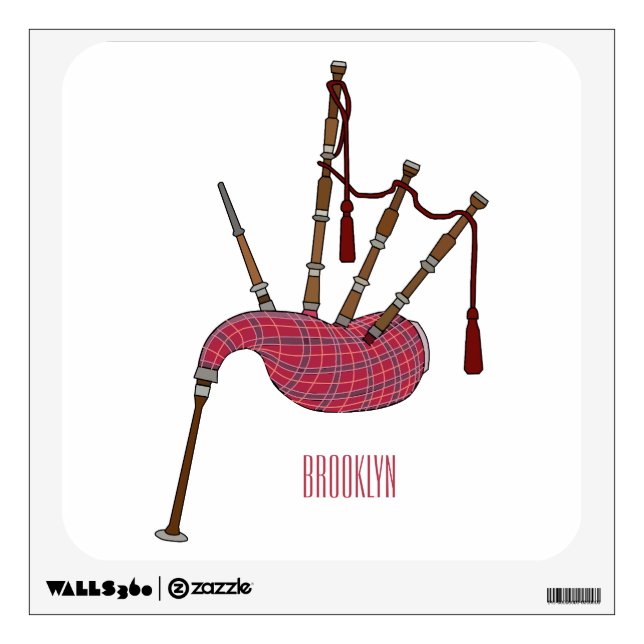 Bagpipes cartoon illustration  wall decal (Front)