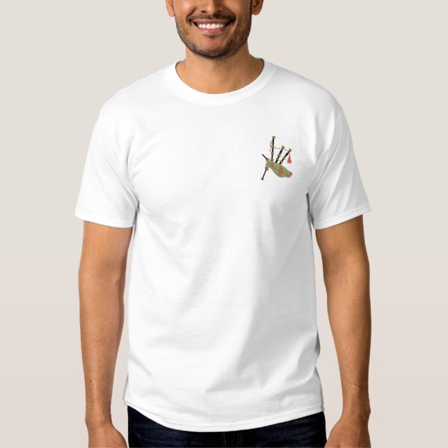 Bagpipes Embroidered T-Shirt (Front)