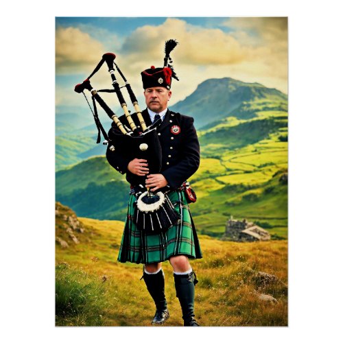 Bagpipes in Scotland AI_generated Poster