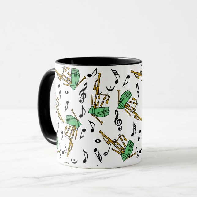 Bagpipes Music Note Pattern Mug (Front Left)
