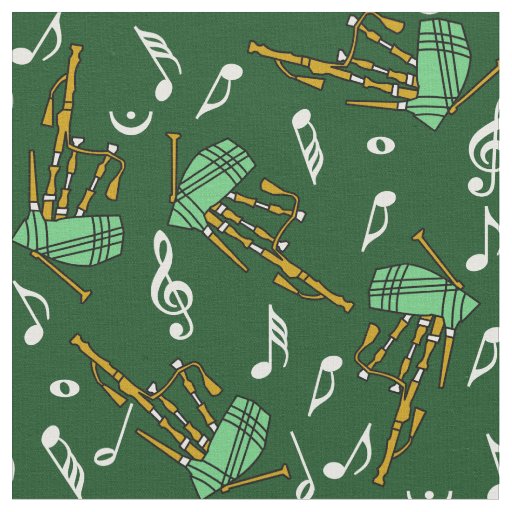 Bagpipes Music Notes Pattern  Fabric
