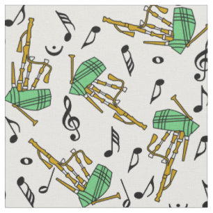 Bagpipes Music Notes Pattern  Fabric