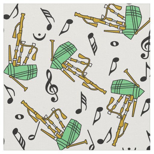 Bagpipes Music Notes Pattern  Fabric