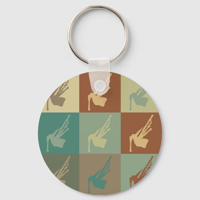Bagpipes Pop Art Keychain (Front)
