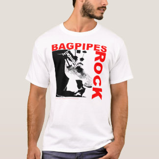 Bagpipes rock on white tee shirt