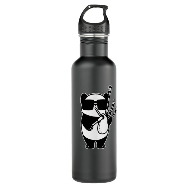 Bagpipes Scotland Panda with Bag Pipes Stainless Steel Water Bottle (Front)