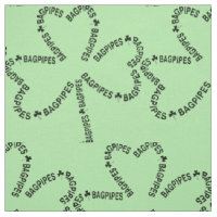 Bagpipes Text Shamrock  Fabric