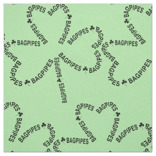 Bagpipes Text Shamrock  Fabric