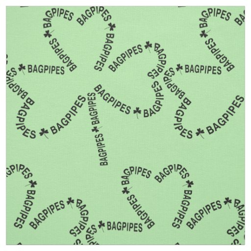 Bagpipes Text Shamrock  Fabric
