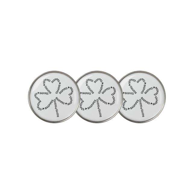 Bagpipes Text Shamrock  Golf Ball Marker (3 Up)