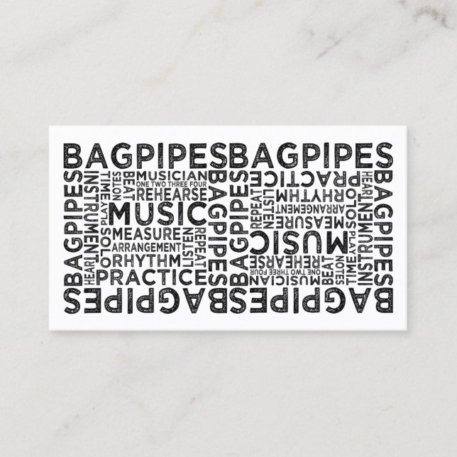 Bagpipes Typography Business Card (Front)