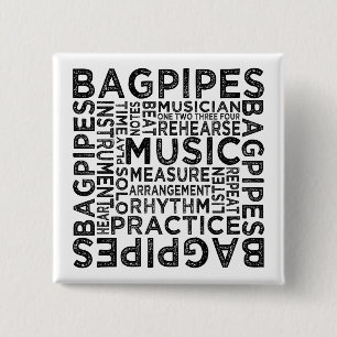 Bagpipes Typography Pinback Button