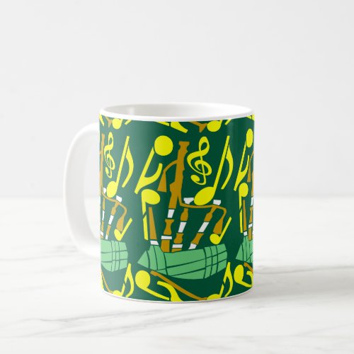 Bagpipes Yellow Music Notes Coffee Mug