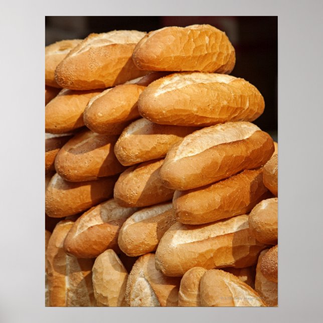 Baguette, bread, for sale in street by hawker. poster (Front)
