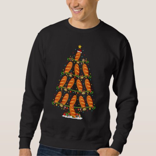 Baguette   Lights Xmas Santa Baguette Christmas Tr Sweatshirt