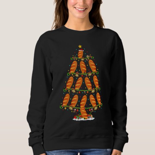 Baguette   Lights Xmas Santa Baguette Christmas Tr Sweatshirt