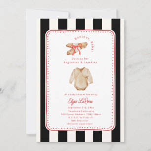 Baguettes & Layettes French Stripe Baby Shower Invitation