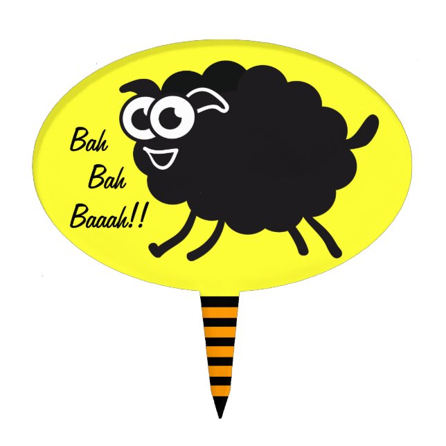 Bah Baaaah Black Sheep - cake pick (Front)